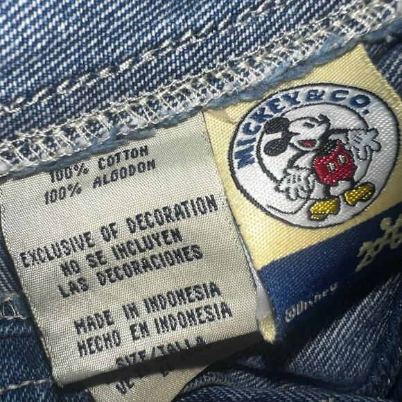 Vintage Disney Mickey & Co embroidered denim Mickey and Minnie bib overalls 6/9m - Picture 9 of 9